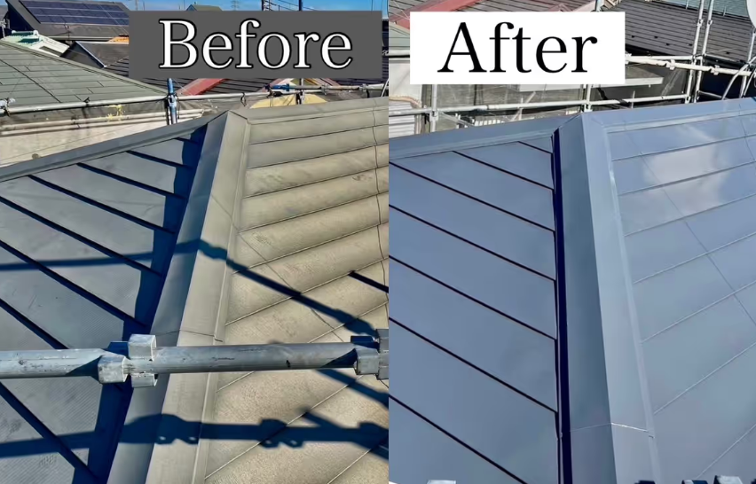屋根塗装の施工事例（Before/After）